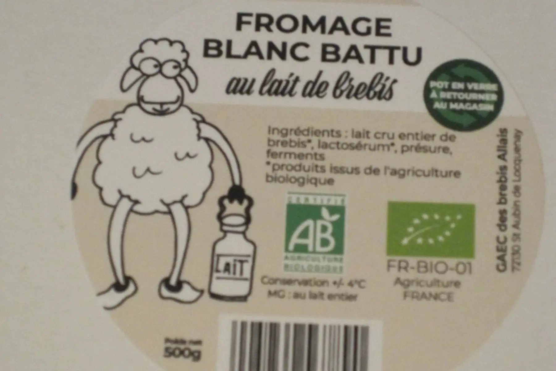 fromage blanc de brebis 500g