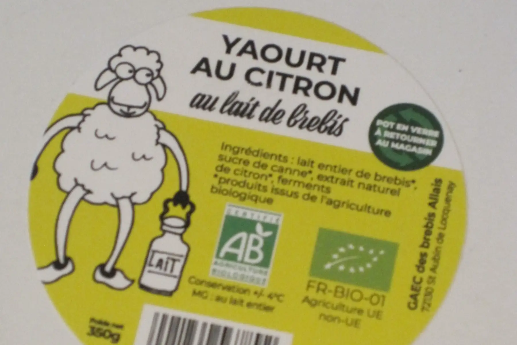yaourt de brebis au citron 350g
