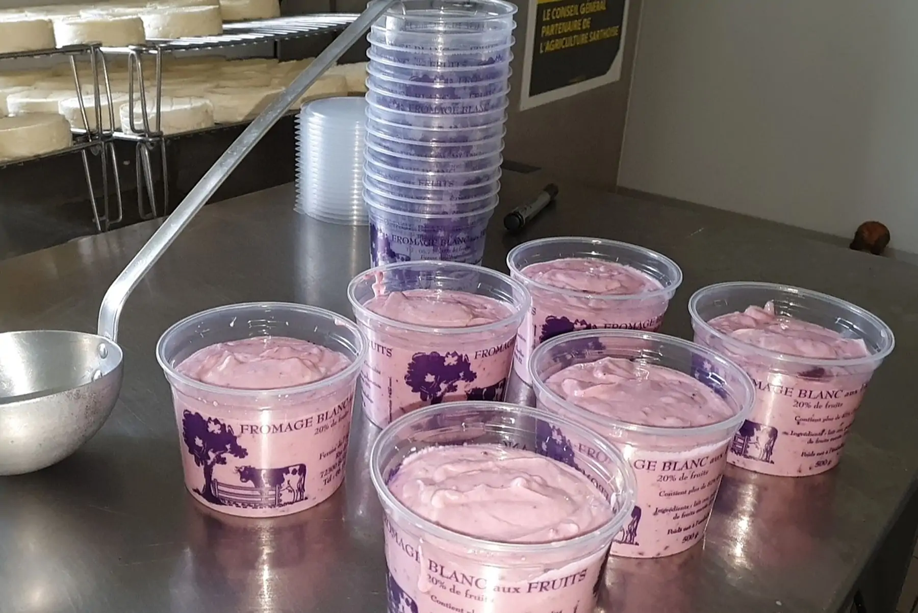 fromage blanc battu aux morceaux de fruits