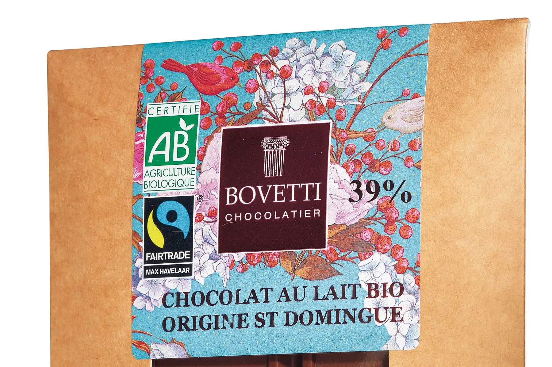 tablette chocolat au lait bio origine st domingue 39% 100g