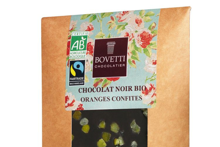 tablette chocolat noir bio origine st domingue avec oranges confites 100g
