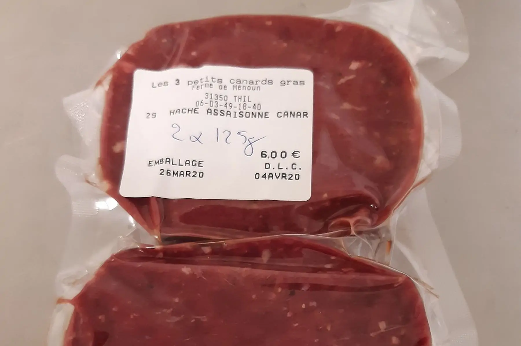 gg/ 2 hachés de canard sous vide