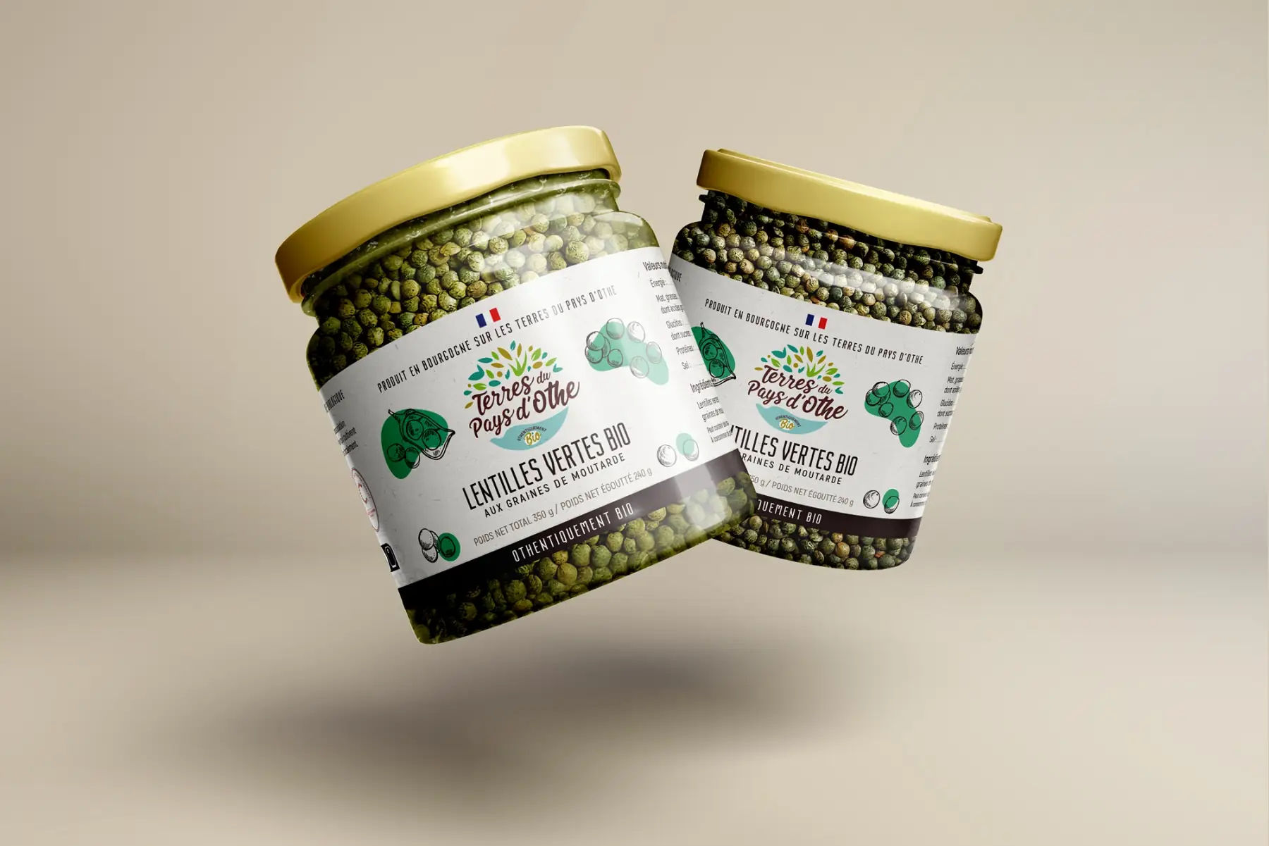 Bocal de lentilles vertes aux graines de moutarde