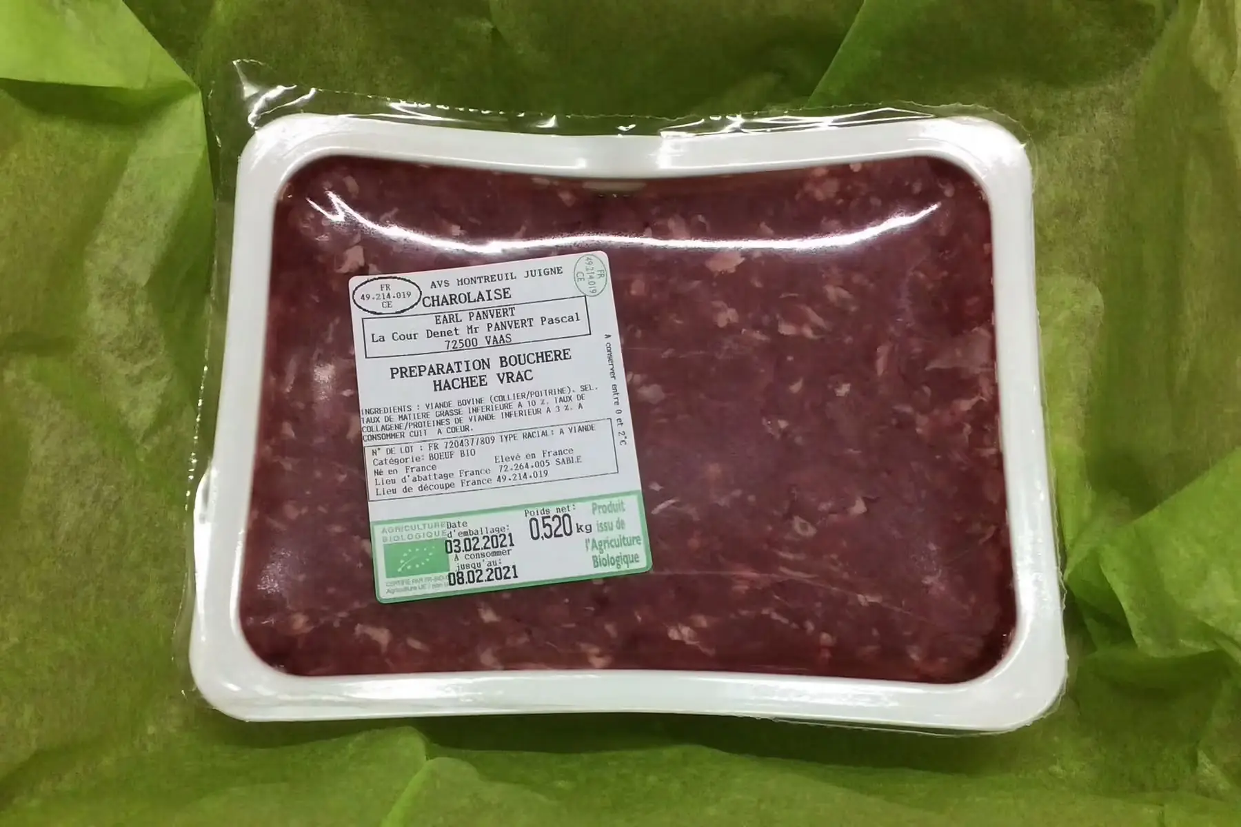 bœuf, barquette hachée vrac