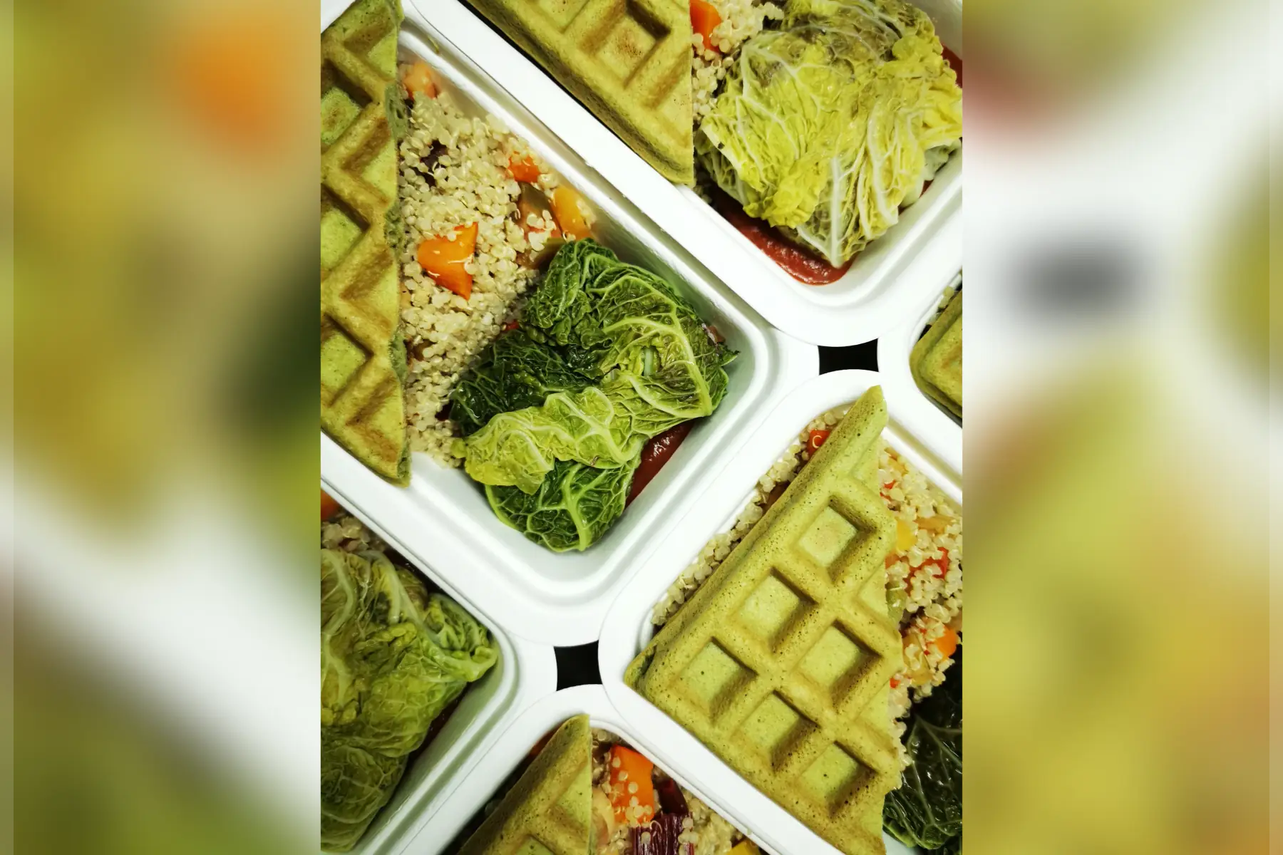 Chou farci pois cassés, sauce et gaufre vertes vg sg spl
