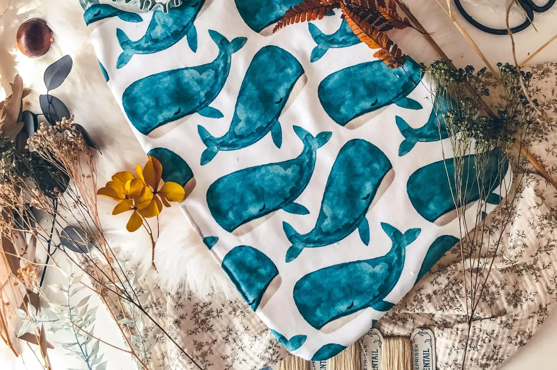 serviette de cantine - belles baleines