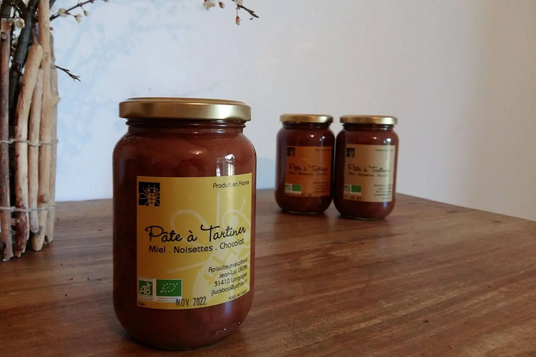 pâte à tartiner bio miel,noisettes,chocolat