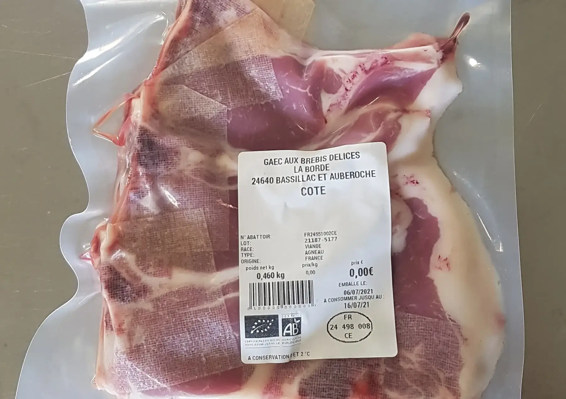 lot de 4 sachets de côtelettes d'agneau