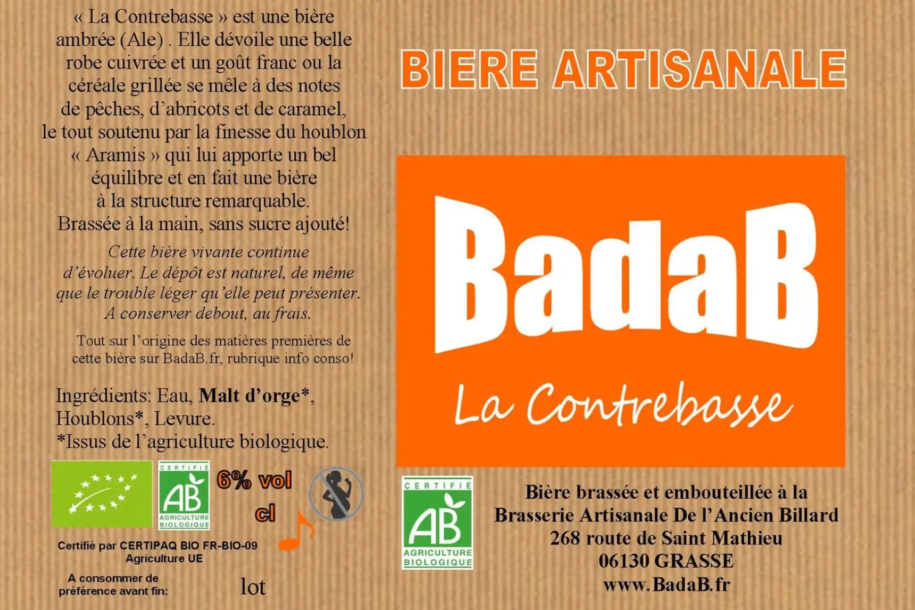 bière ambrée "la contrebasse"