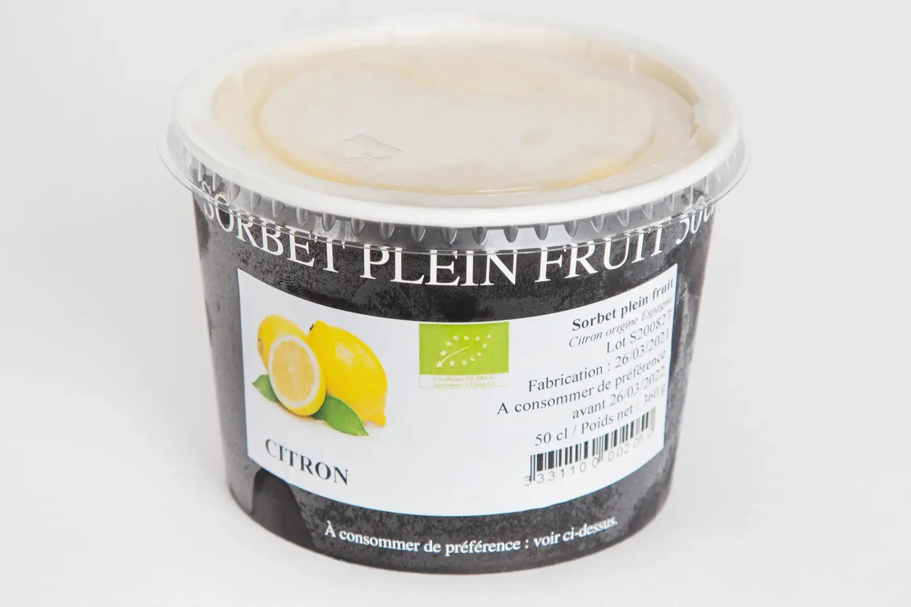 sorbet plein fruit citron 50 cl