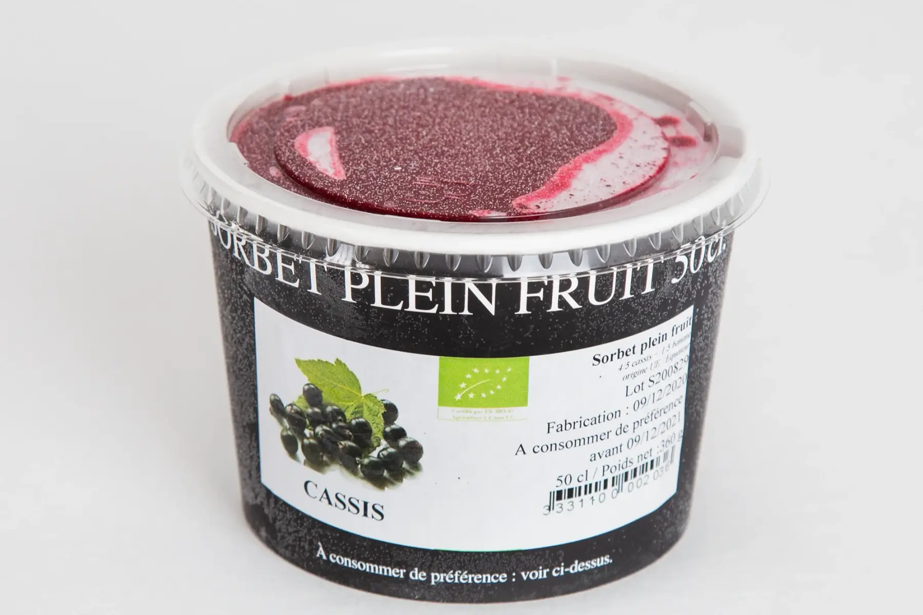 sorbet plein fruit cassis 50 cl