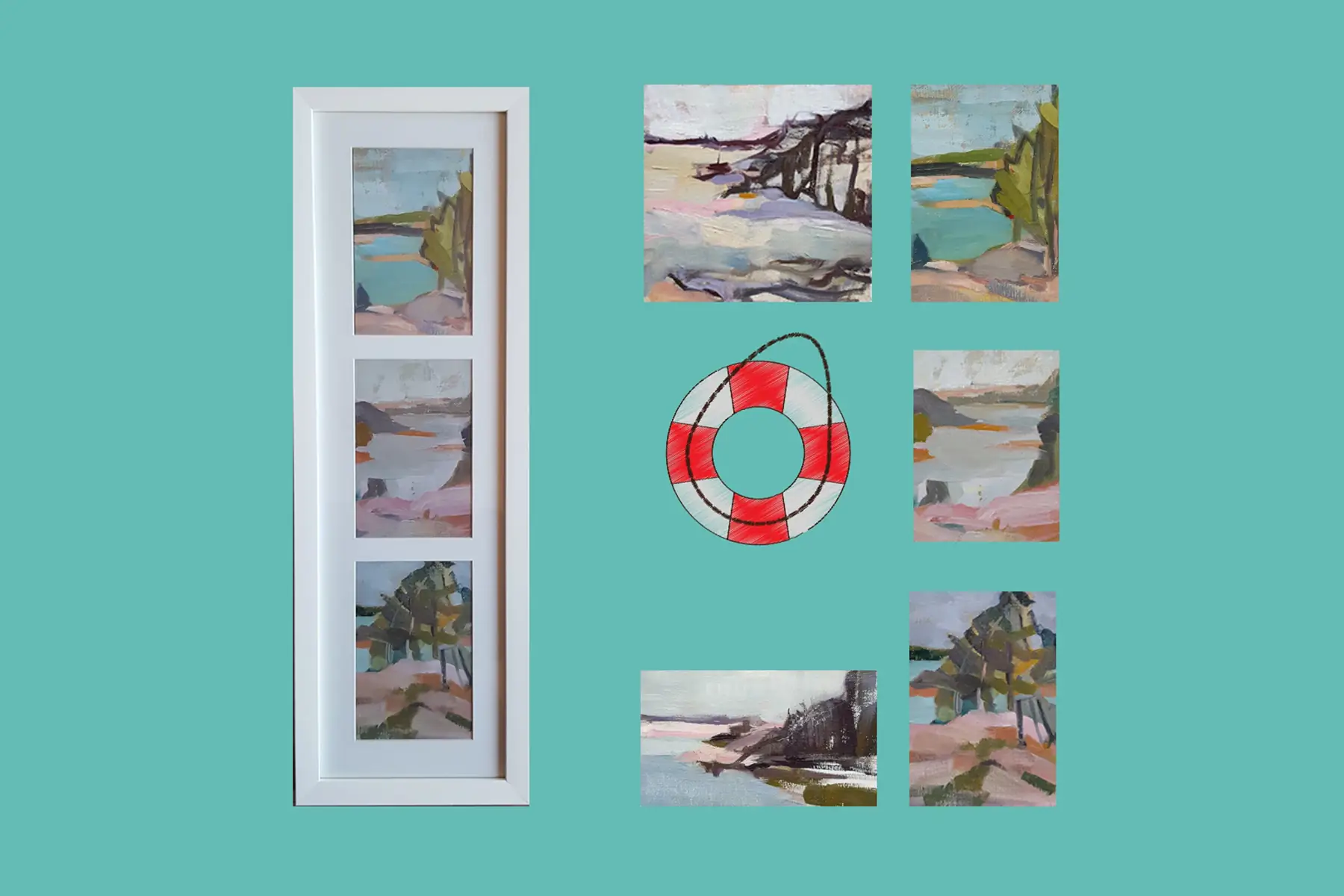 lot de 5 cartes de vœux et enveloppes pour les amoureux de la mer