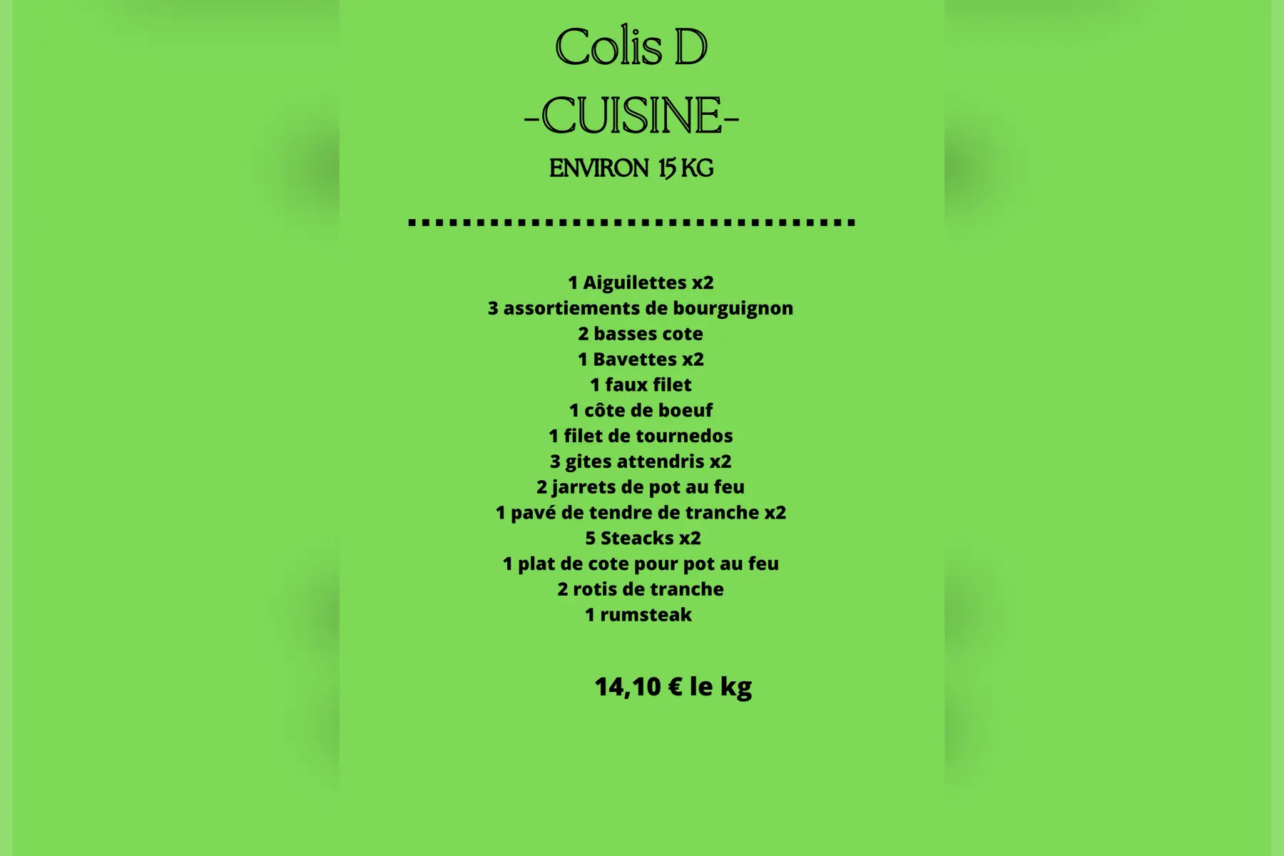 colis de 15 kg traditionnel