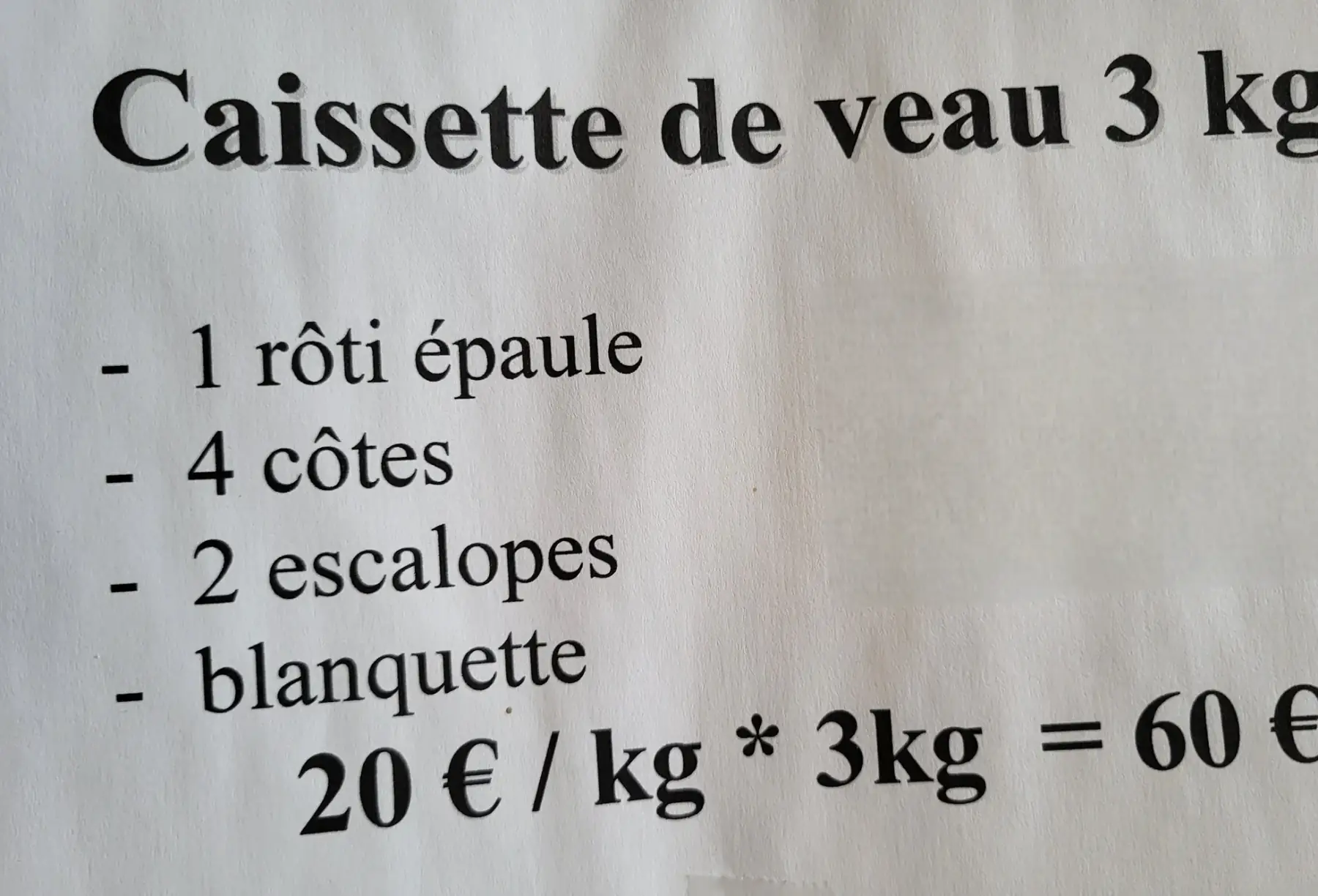 Colis de veau 3kg