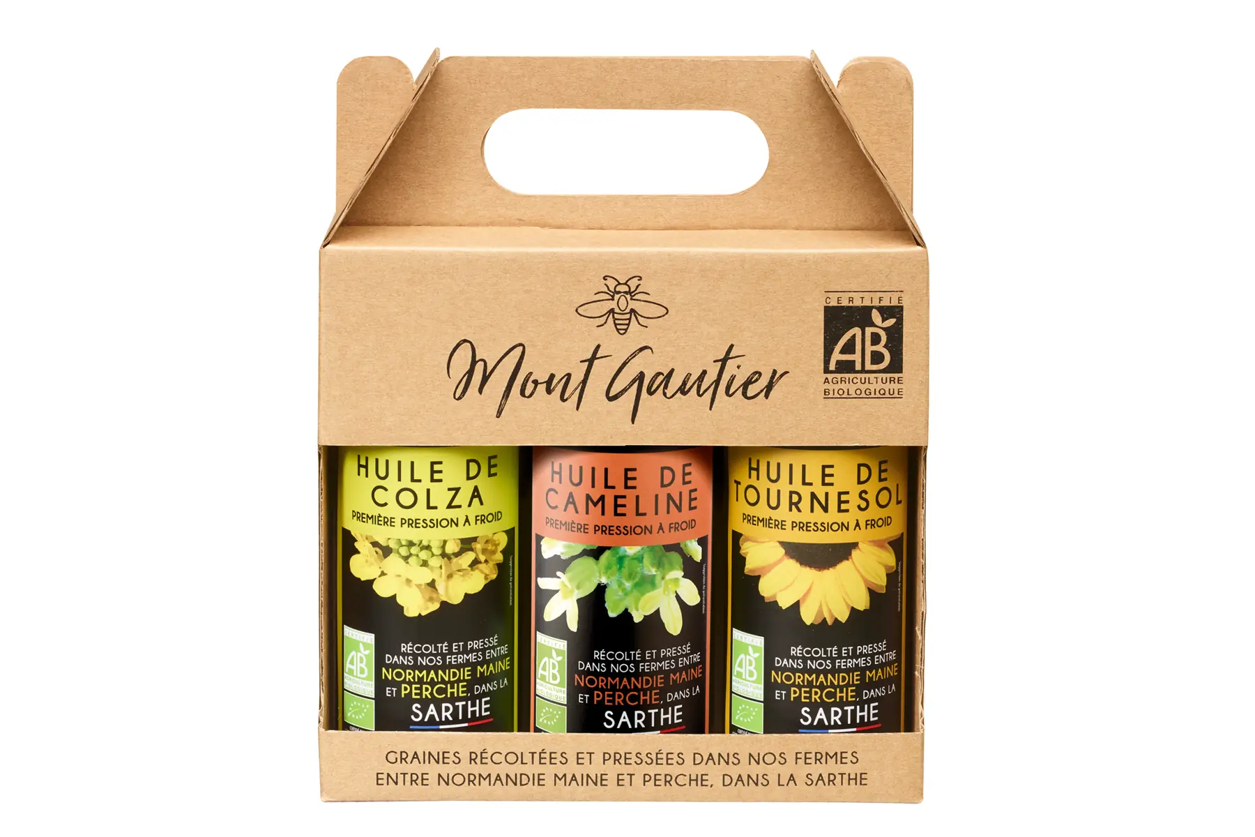 Coffret découverte 3 huiles (Cameline, Colza et Tournesol) 250ml