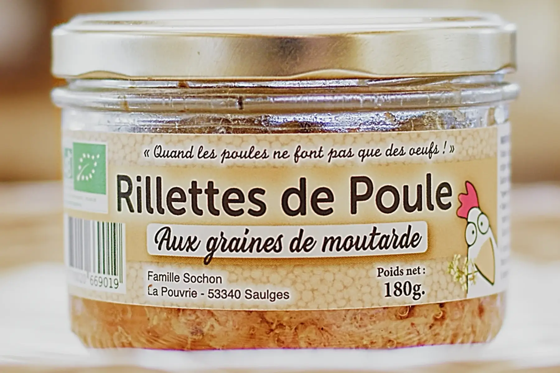 rillettes de poule bio aux graines de moutarde