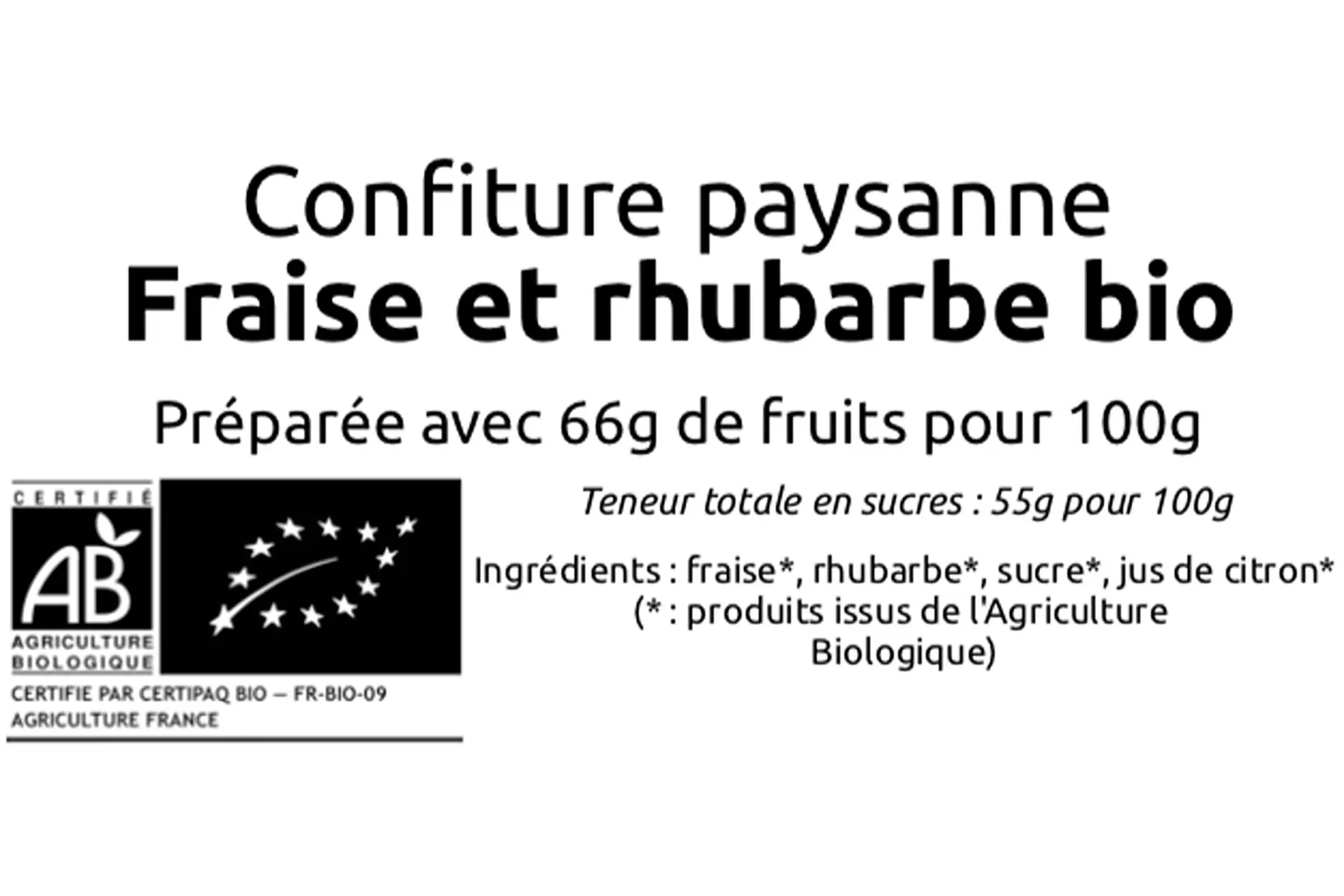 Confiture paysanne de fraise et rhubarbe bio (pot de 220g)
