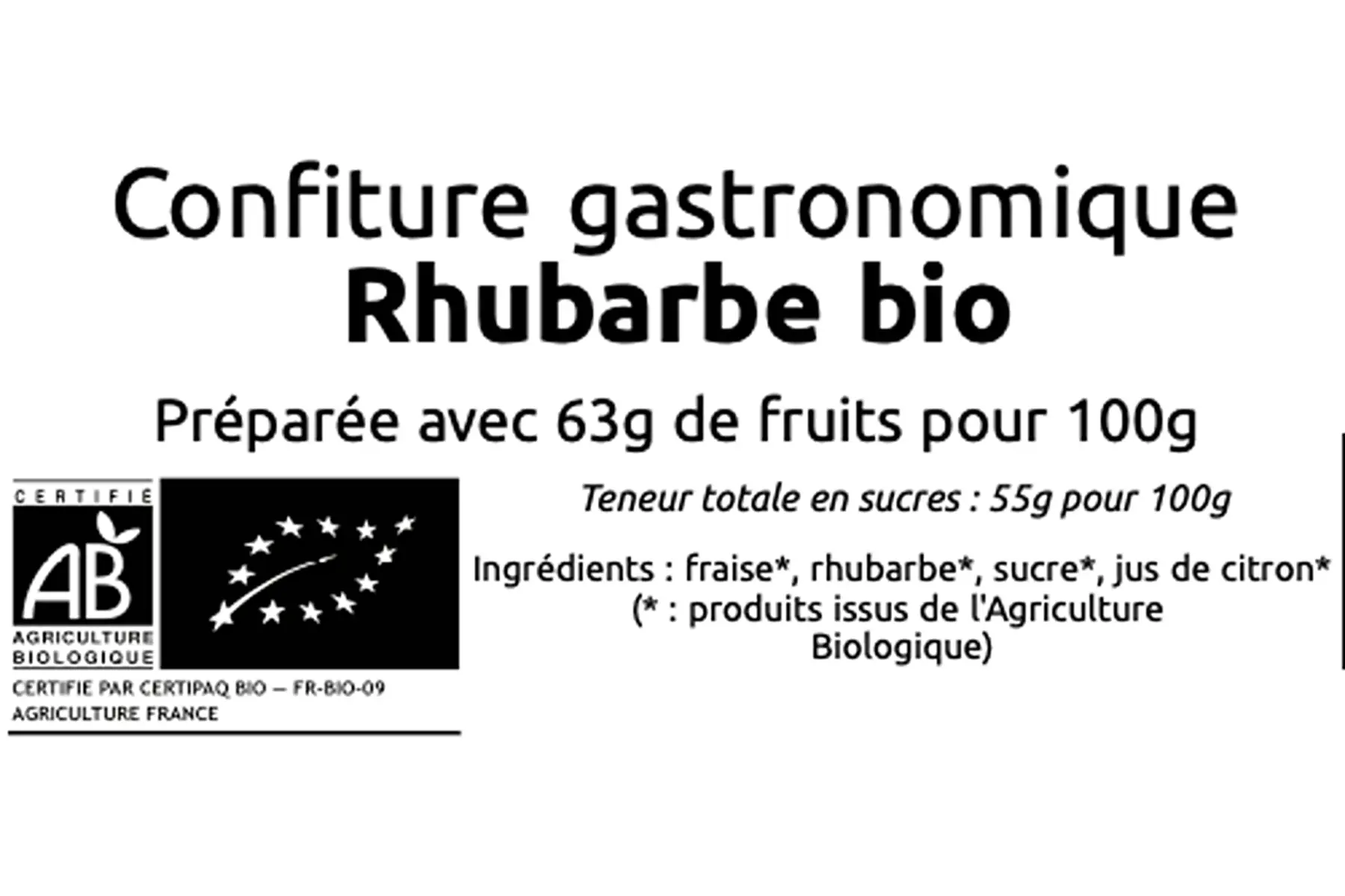 Confiture gastronomique de rhubarbe bio (pot de 220g)