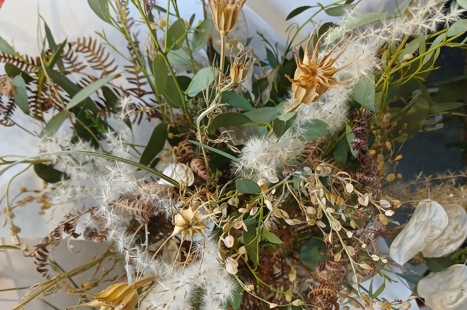 Grand bouquet sec (caramel & vert)