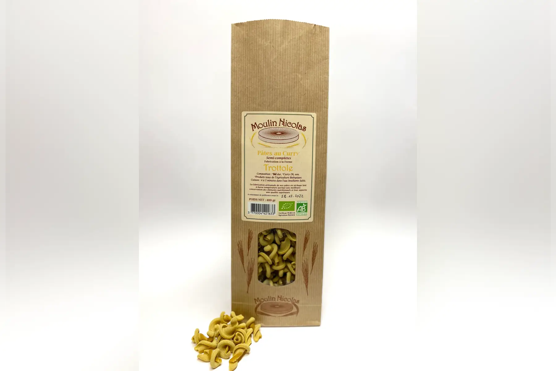 pâtes semi-complètes trottole au curry