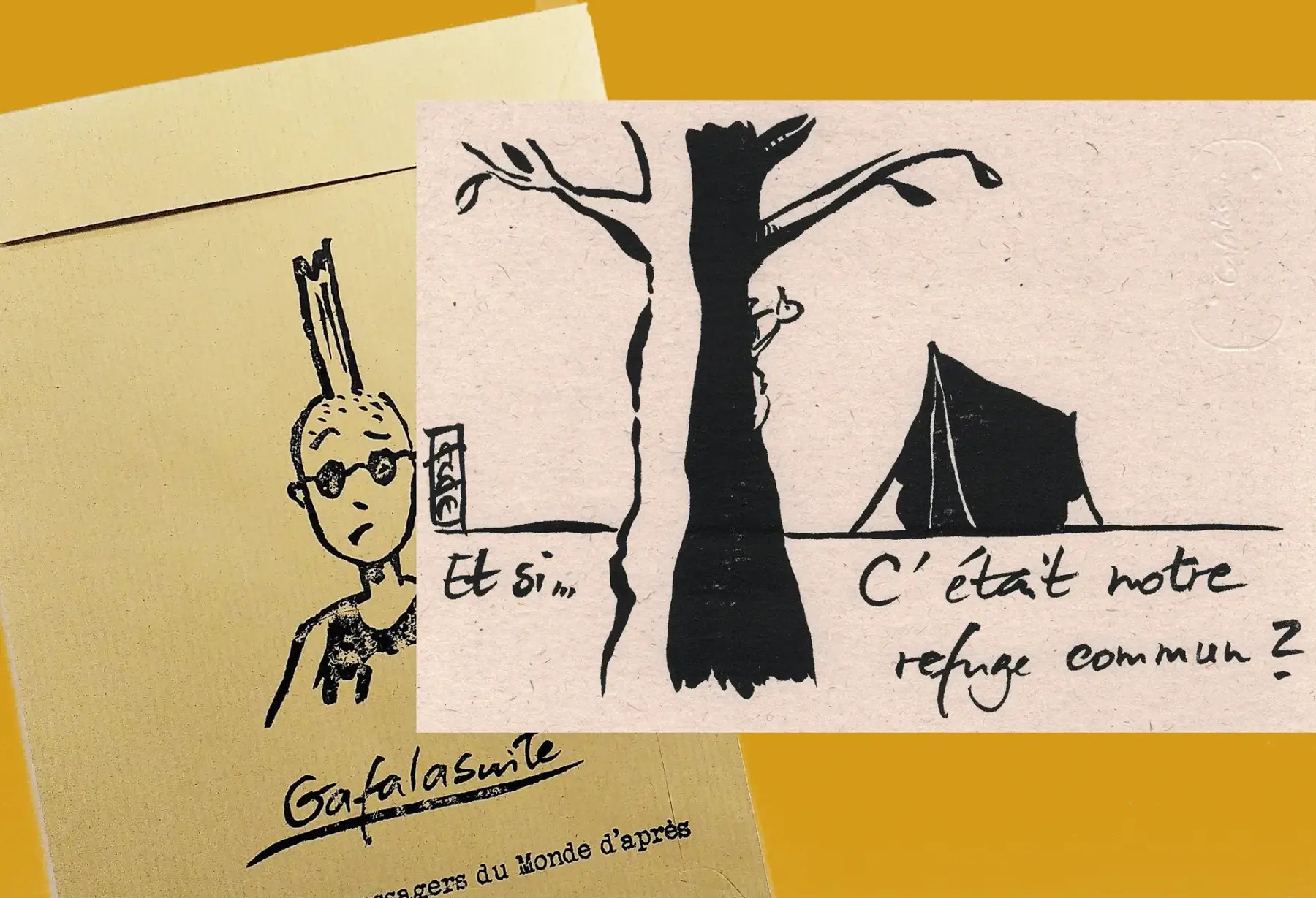 carte sérigraphiée avec enveloppe, "refuge"