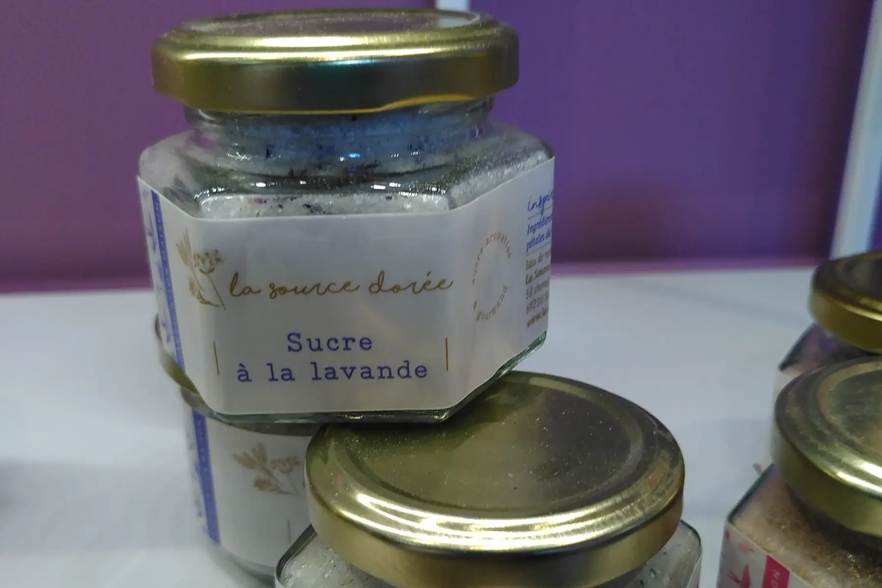sucre aromatisé à la lavande et au bleuet
