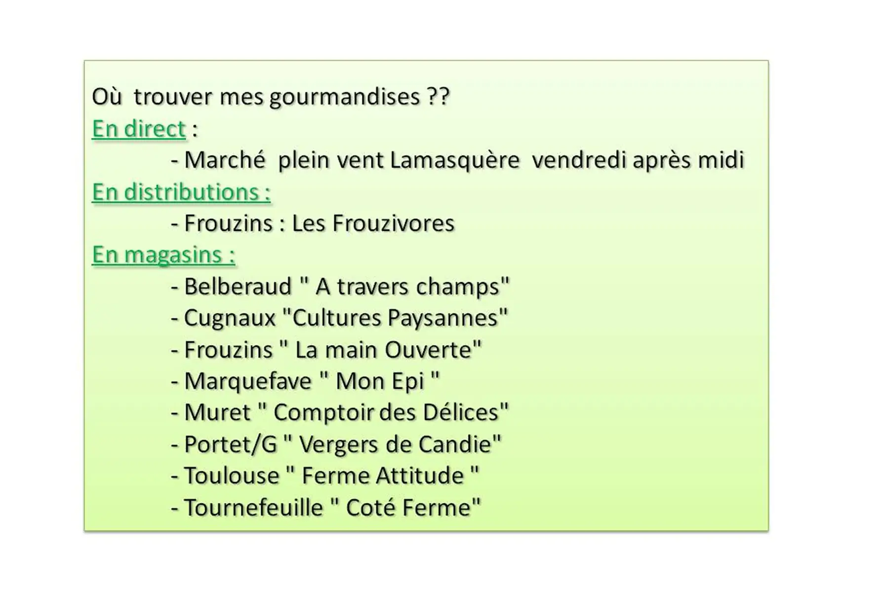 ****Où trouver mes produits ?