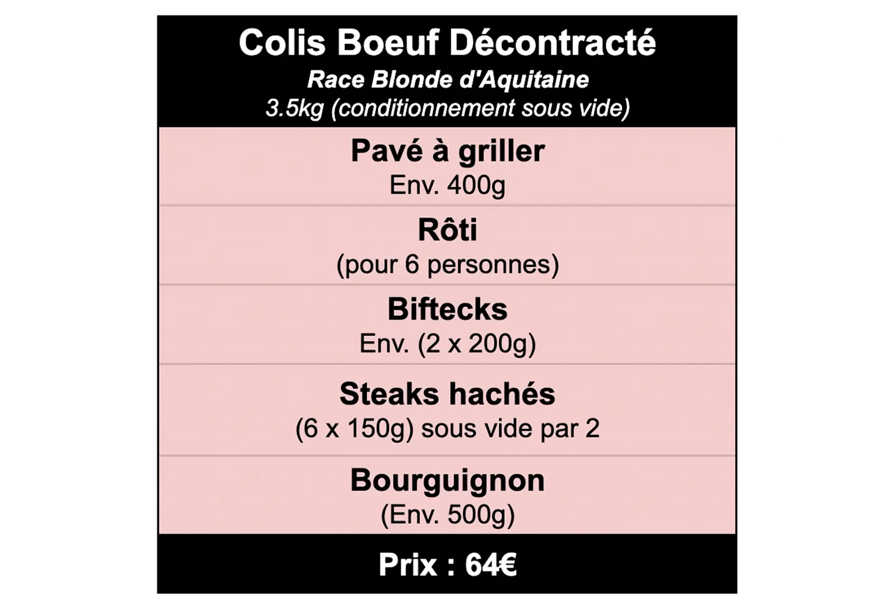 Colis Boeuf Décontracté 3,5kg