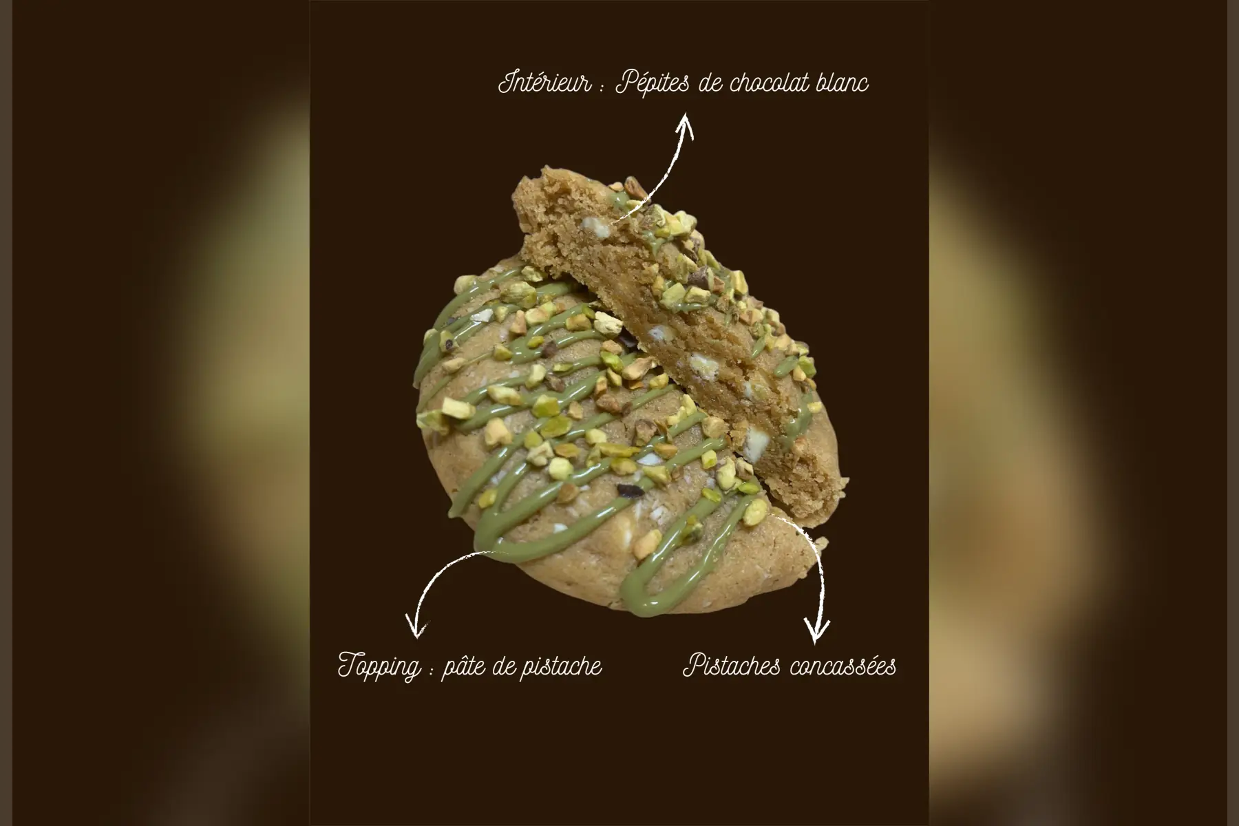 Cookie pistache/choco blanc