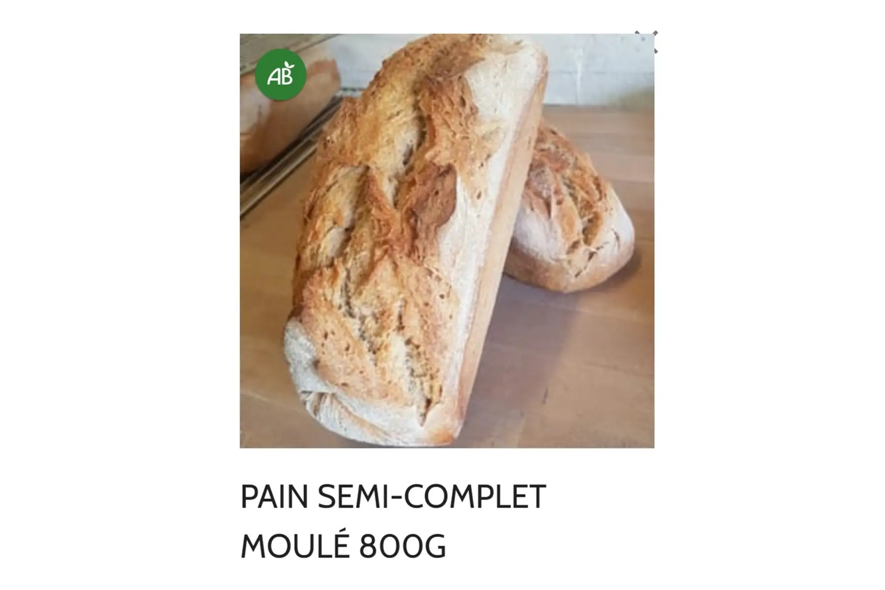 Pain au levain semi-complet 800g moulé