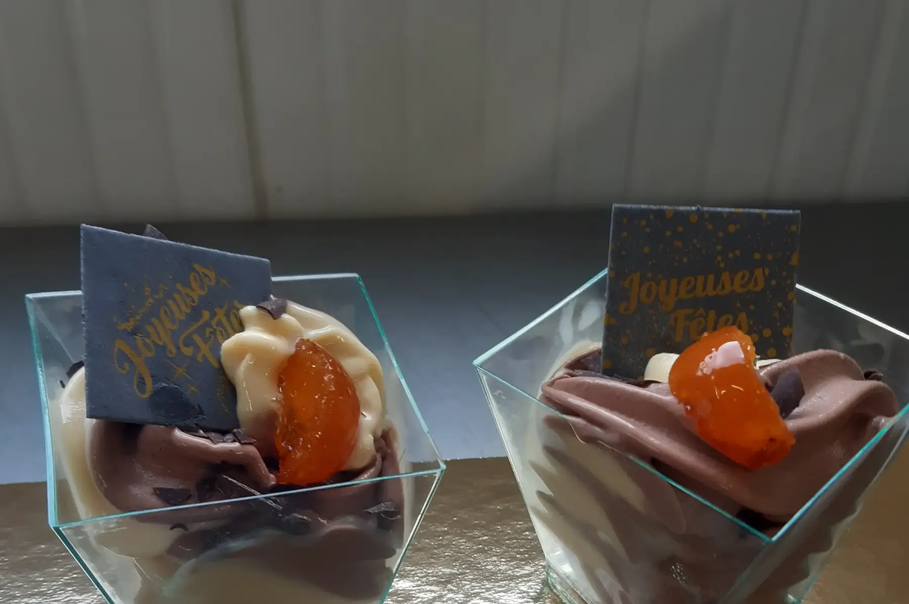 Verrines glacées clémentine/chocolat