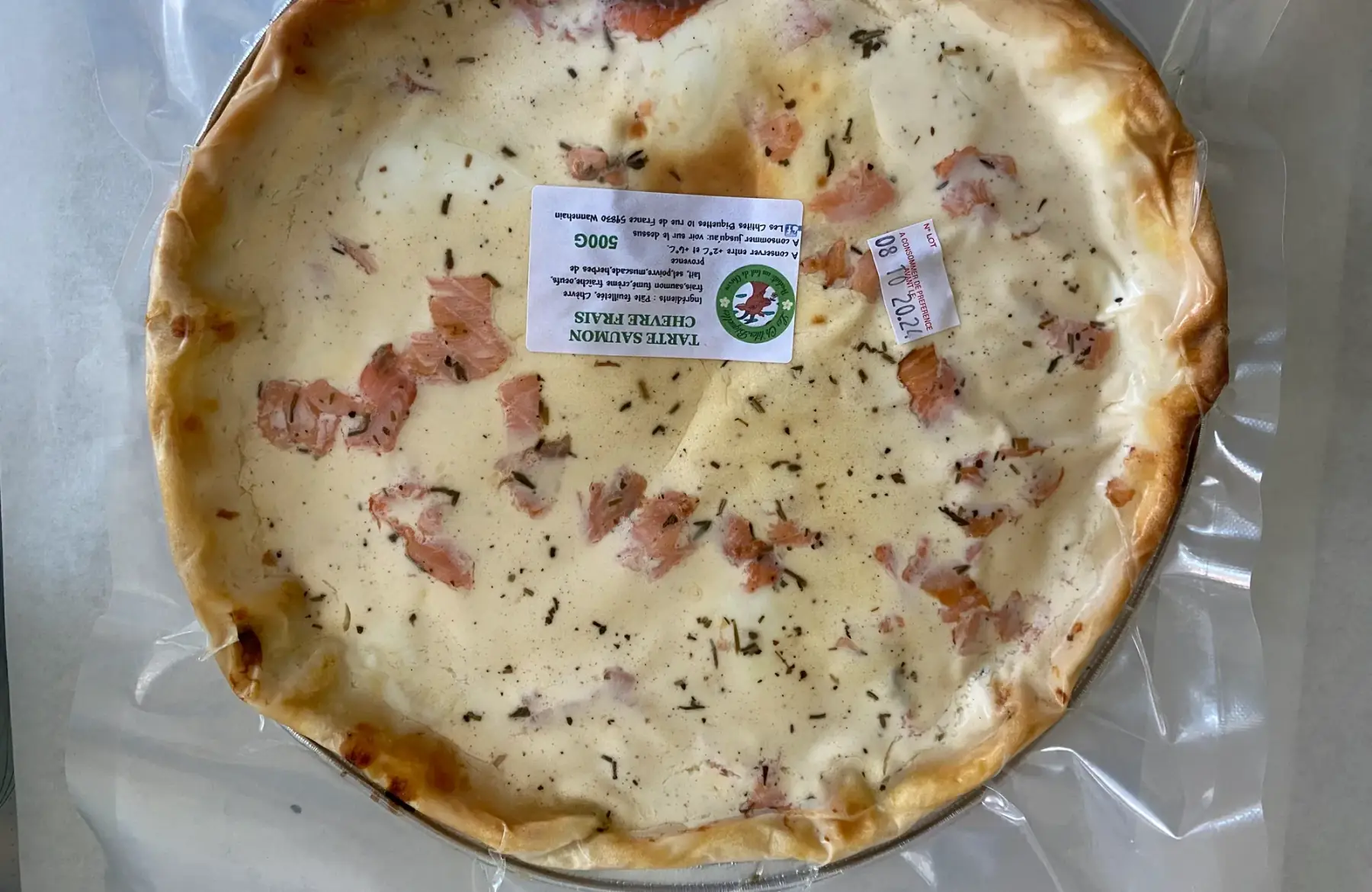 Tarte au fromage de chèvre frais et saumon fumé
