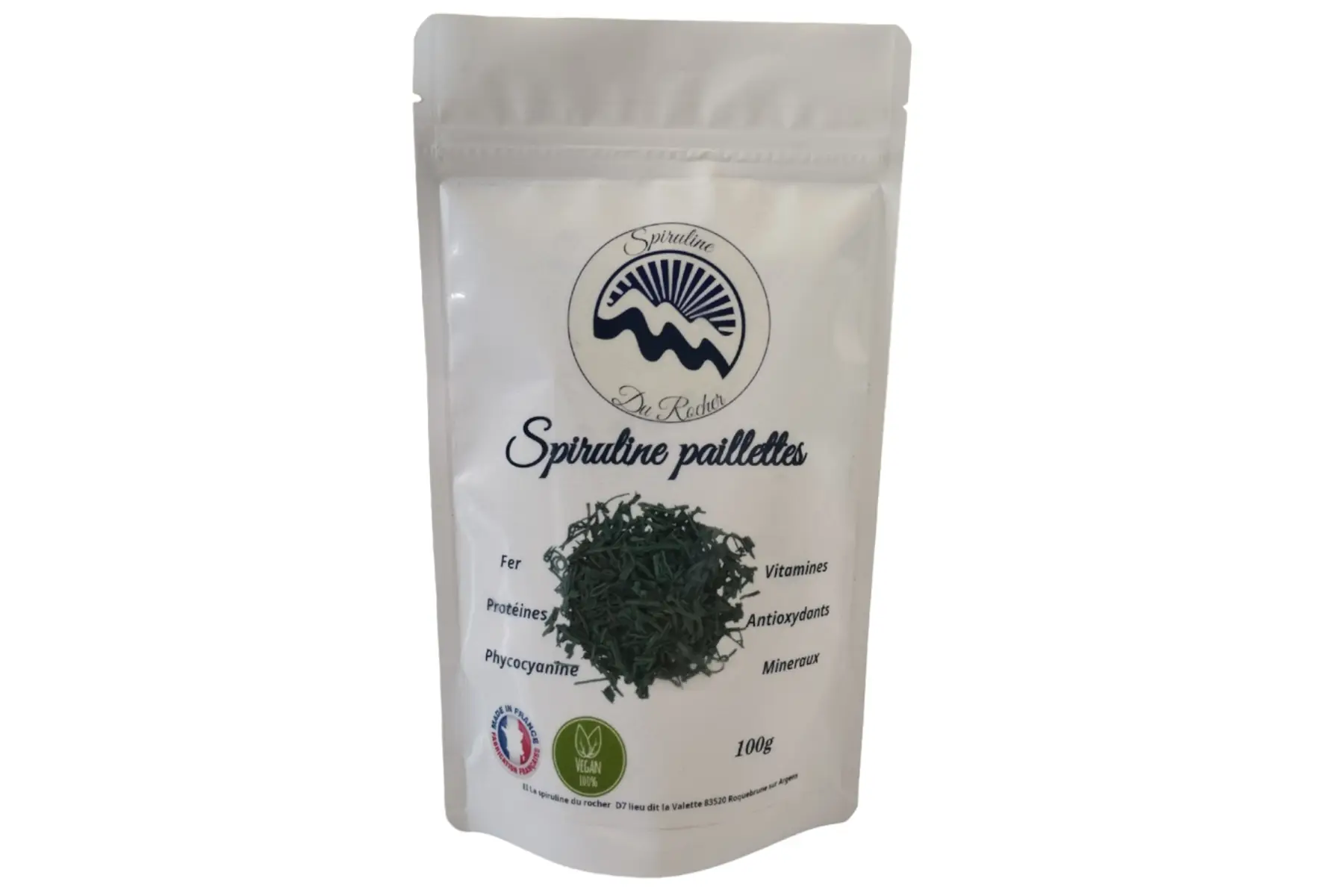 Spiruline en paillettes 100g - Spiruline française artisanale