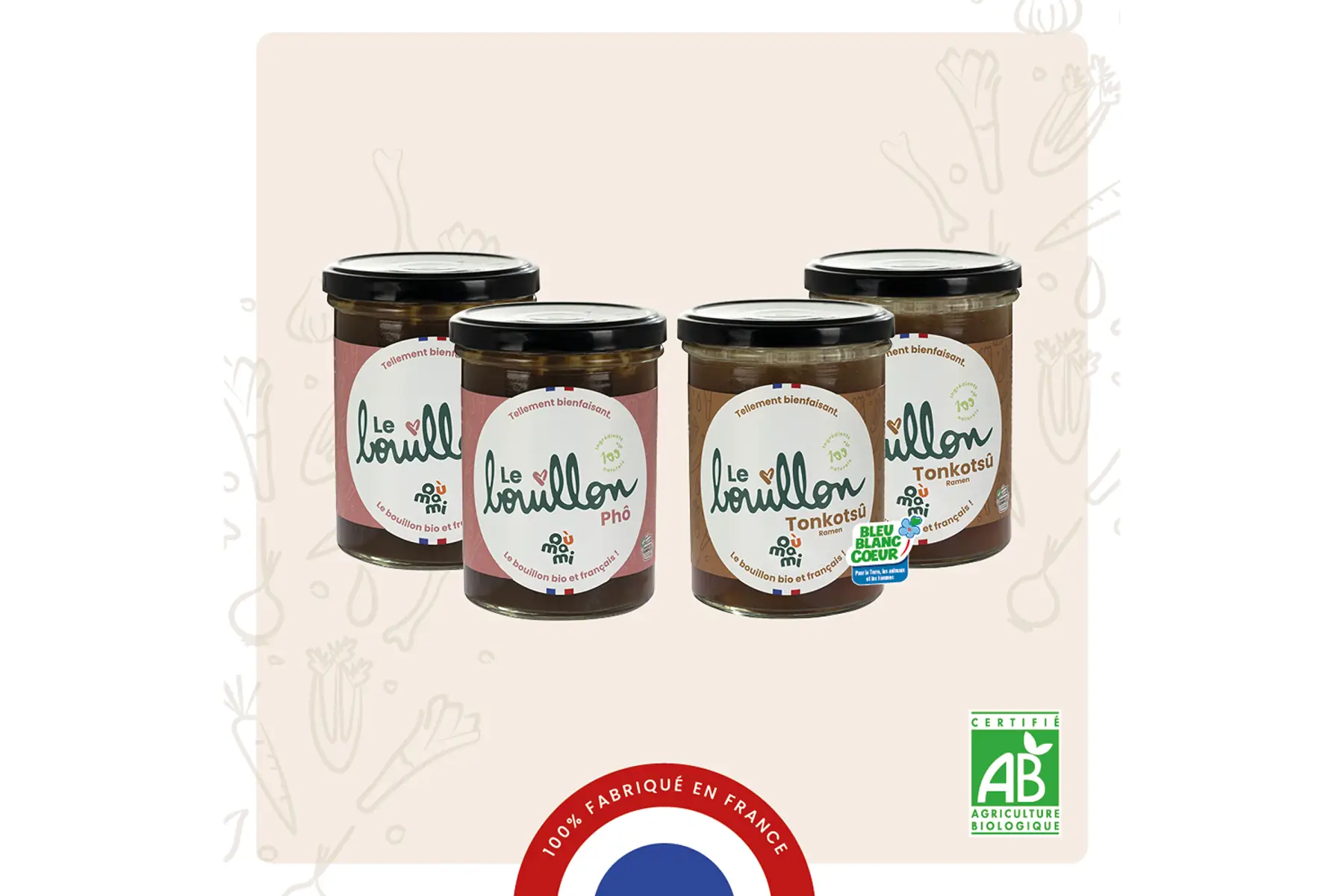 Coffret Bouillon d'os - Recettes d'ailleurs (x4 pots de 370 ml)