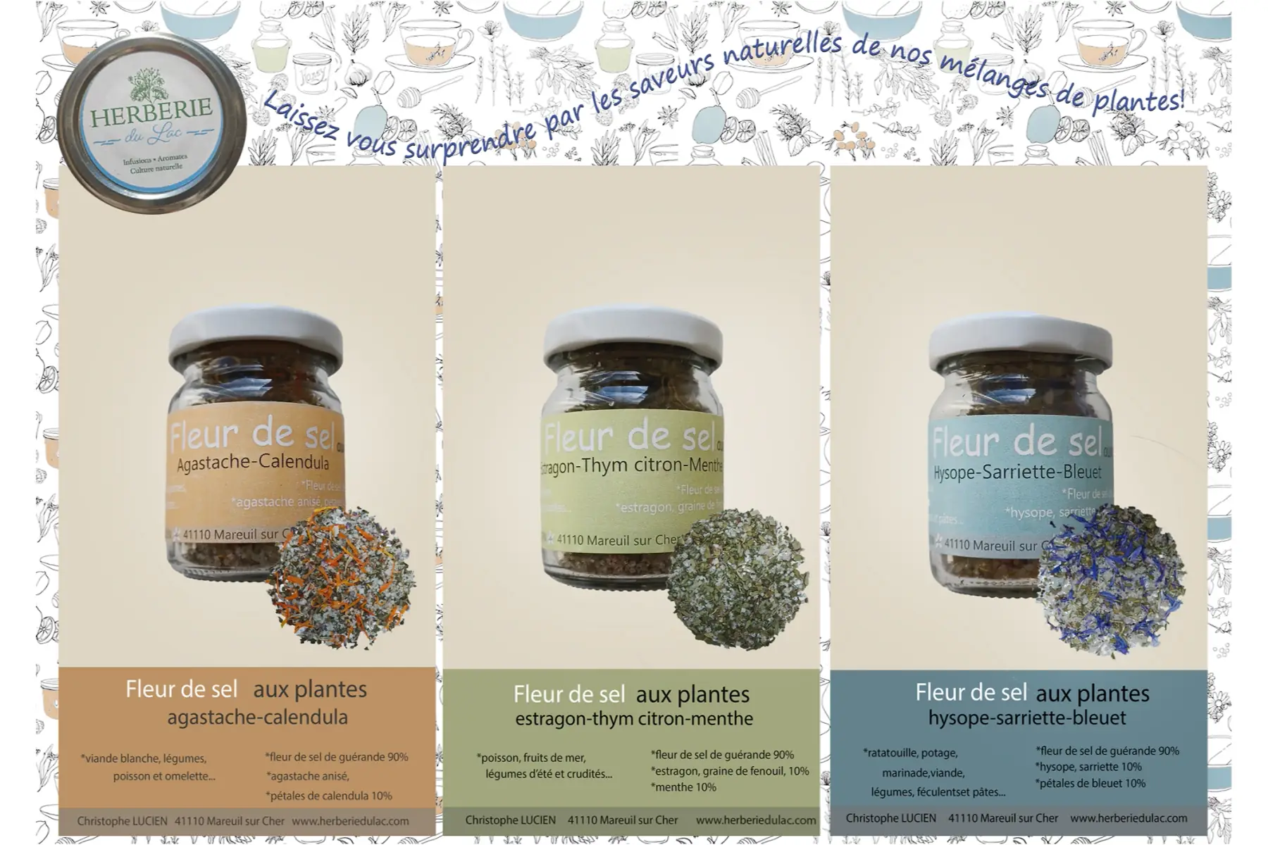Fleur de sel aux plantes : 3 mélanges différents.