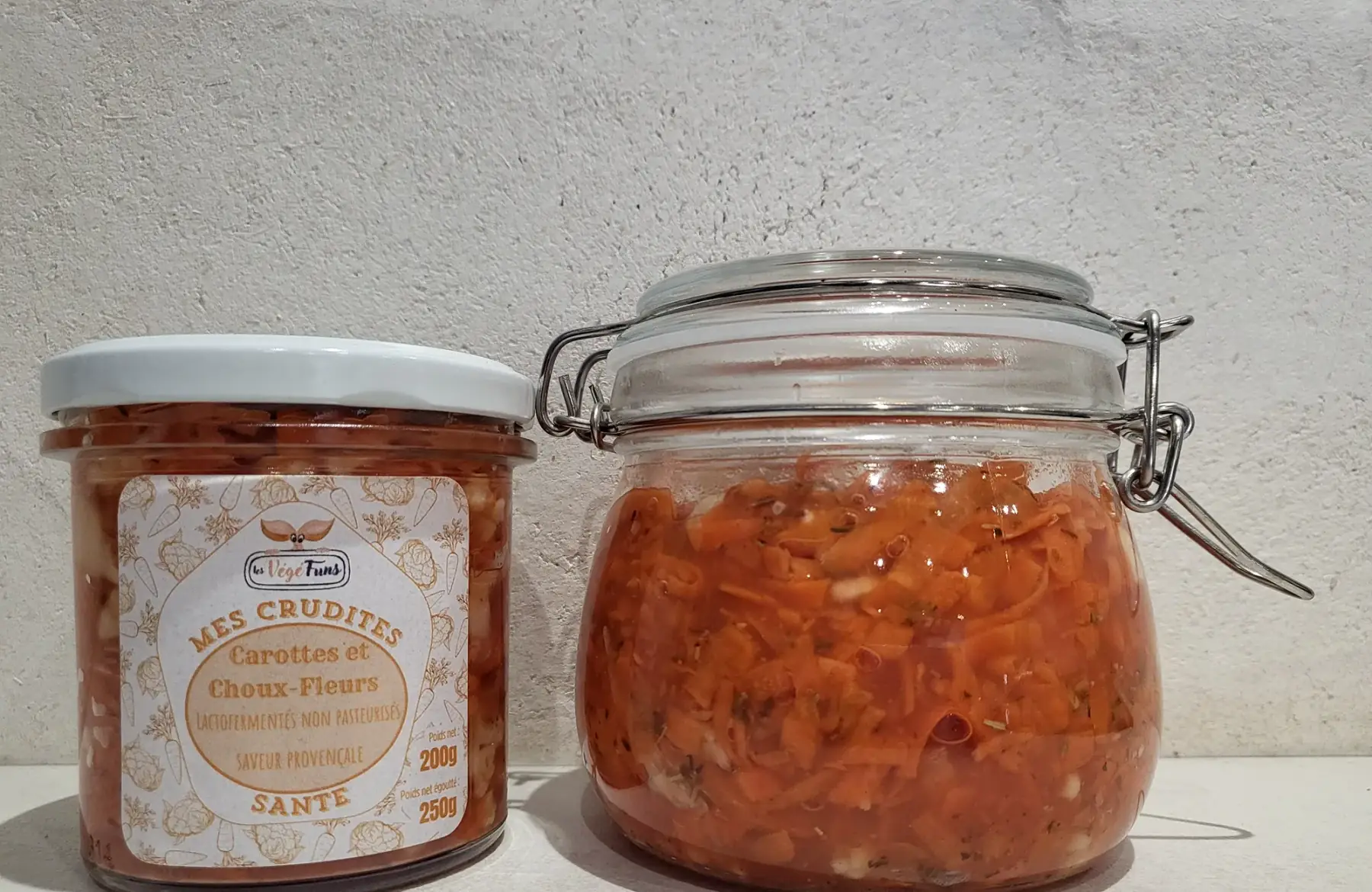 Carottes et choux-fleurs lactofermentés non pasteurisés