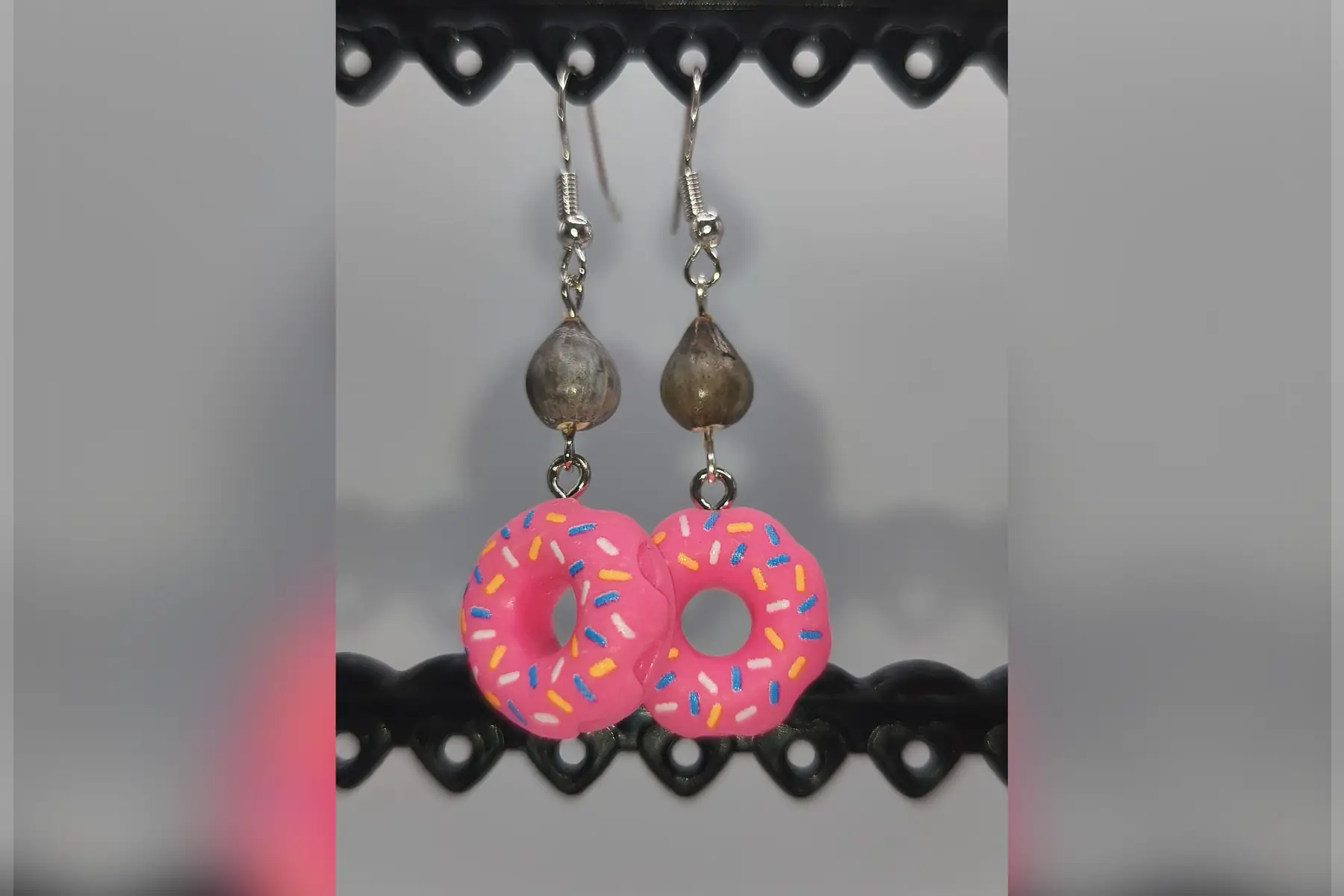 Boucles d’oreilles Donut rose fluo