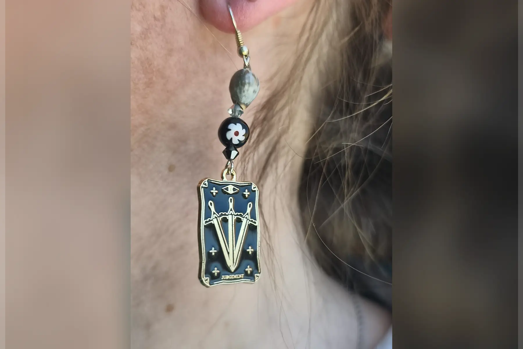 Boucles d’oreilles cartes de tarot Justice et Jugement