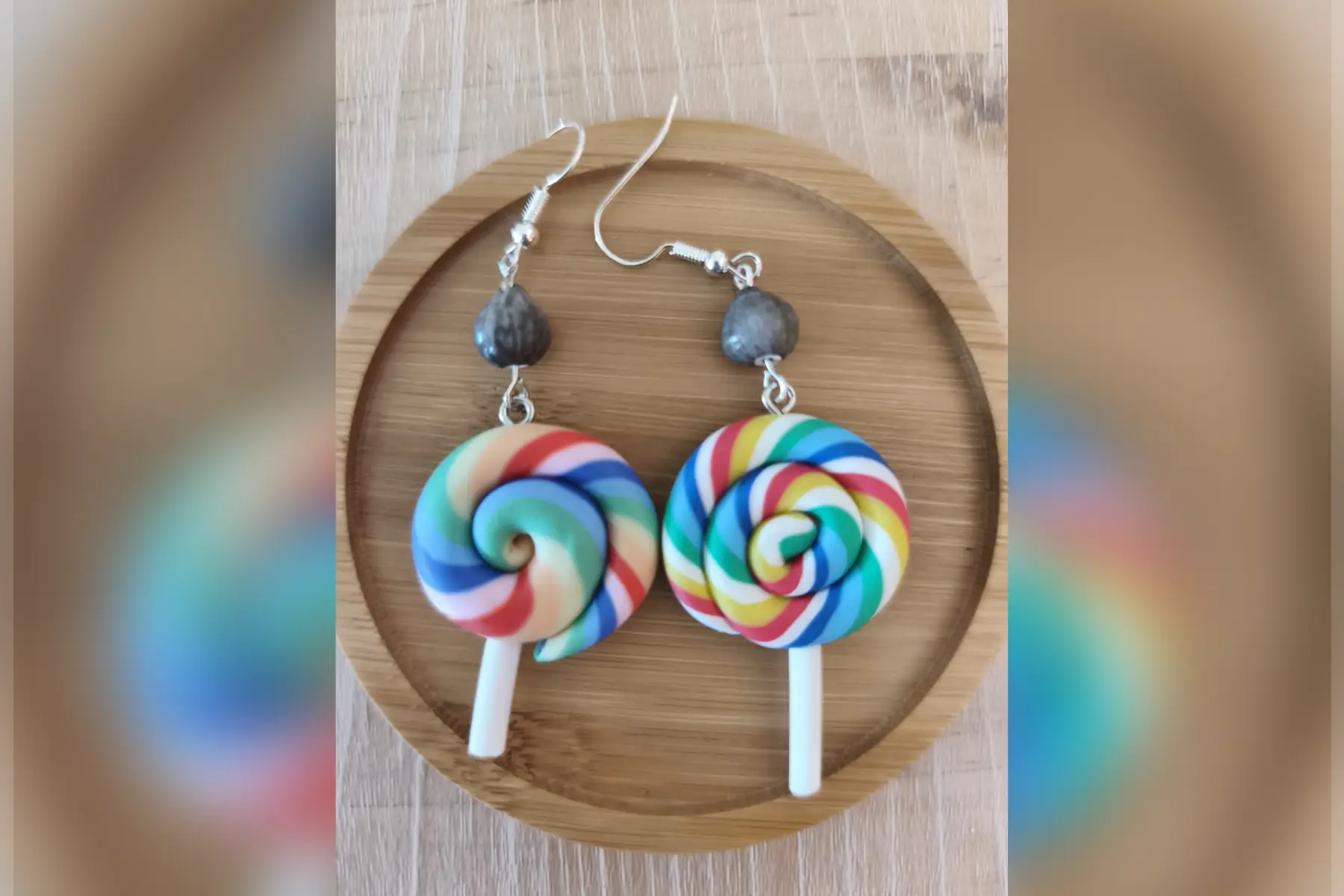 Boucles d’oreilles sucettes multicolores
