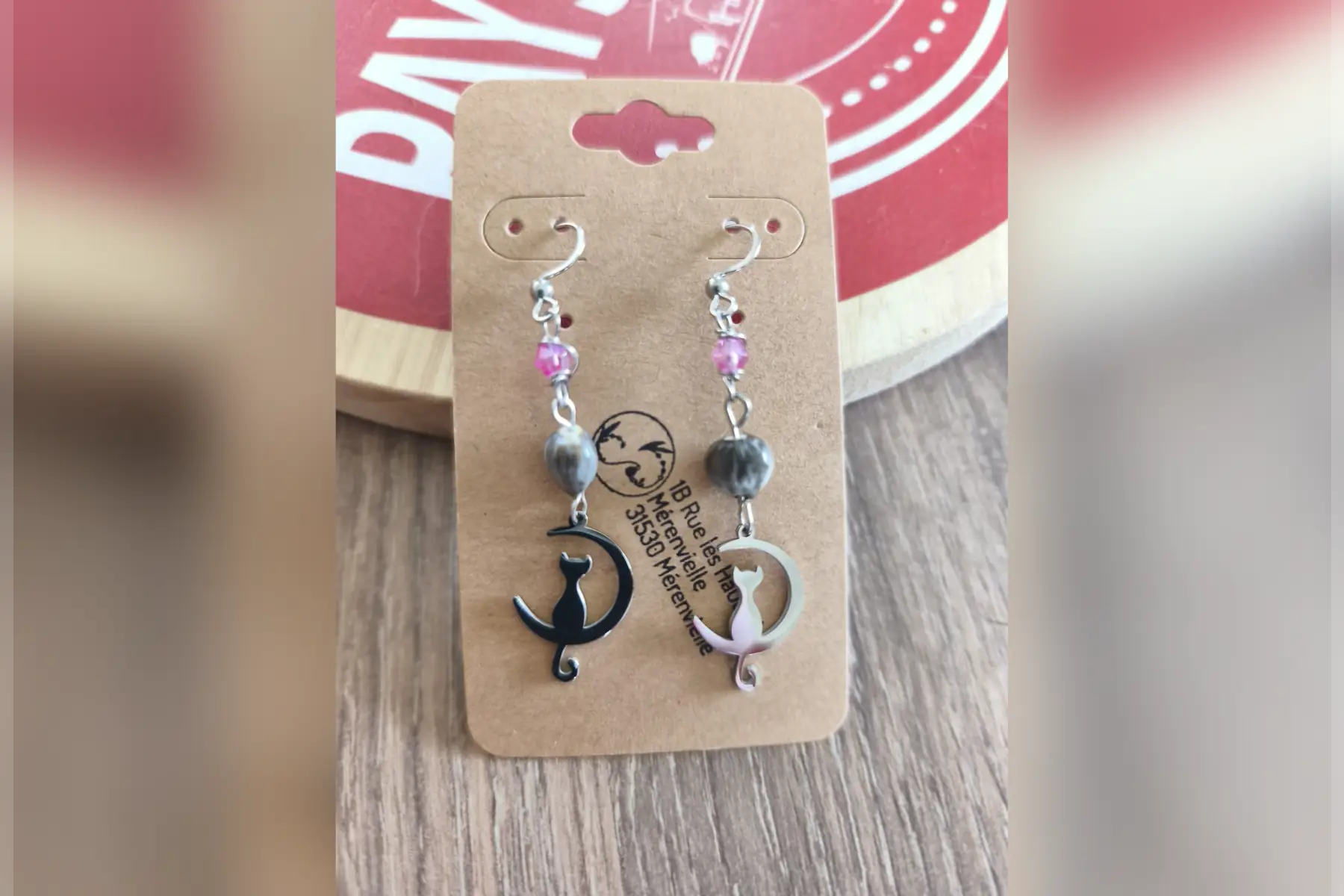 Boucles d’oreilles chaton rose