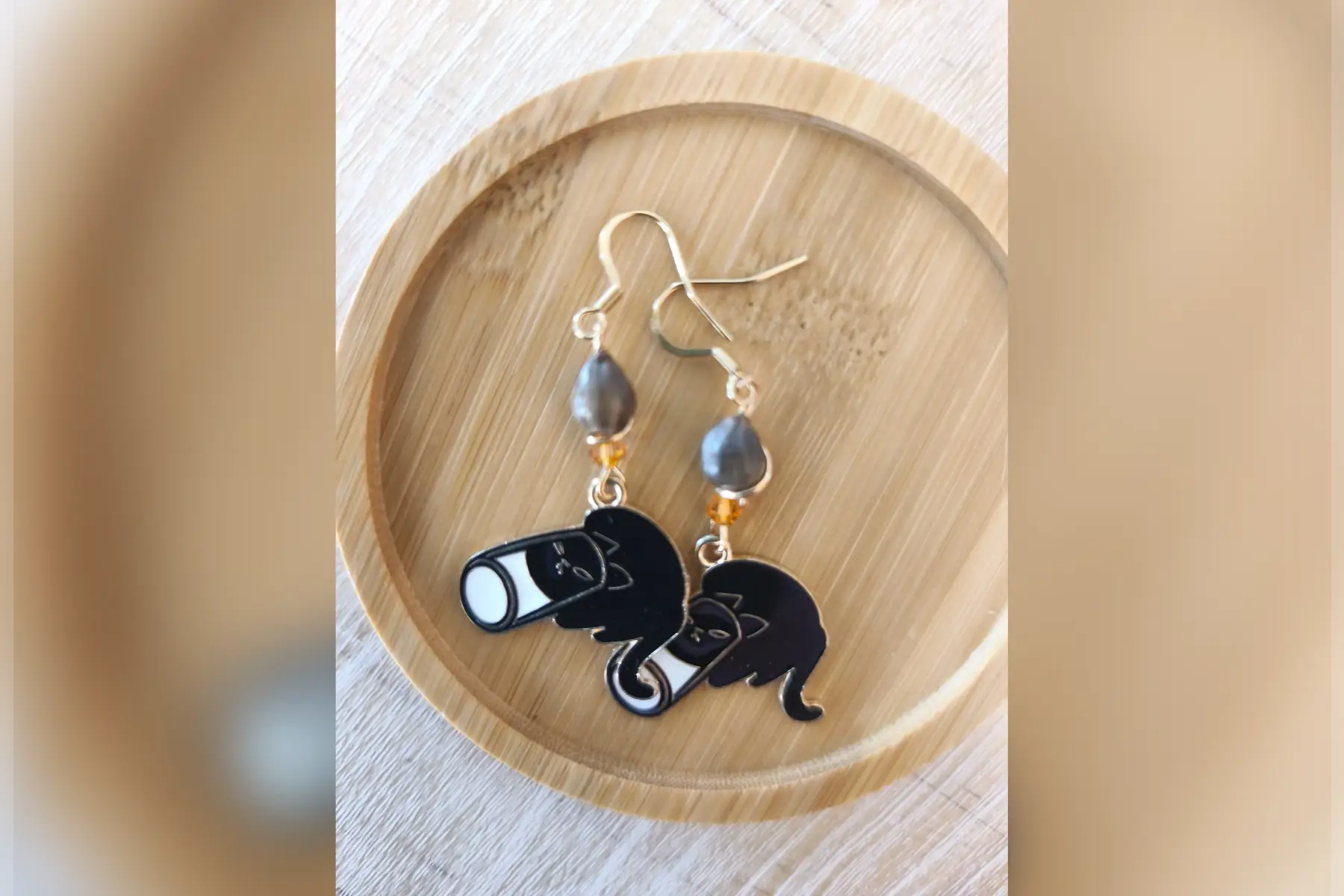 Boucles d’oreilles chat verre orange