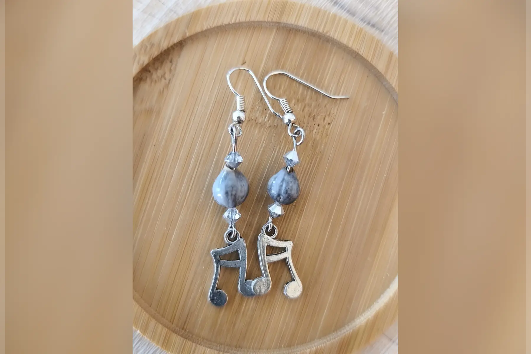 Boucles d’oreilles notes de musiques doubles croches argentées