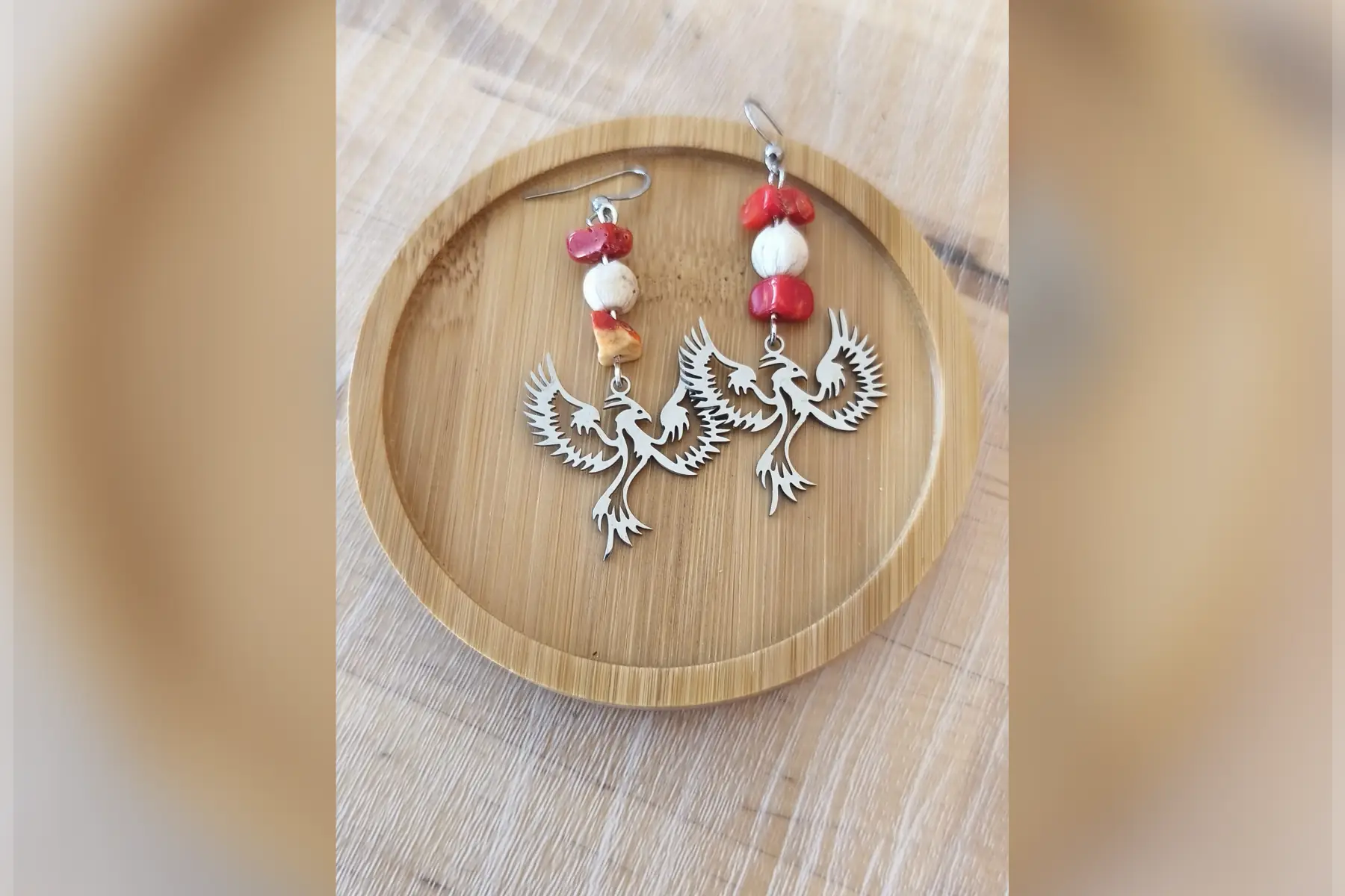 Boucles d’oreilles phoenix et corail de Sardaigne