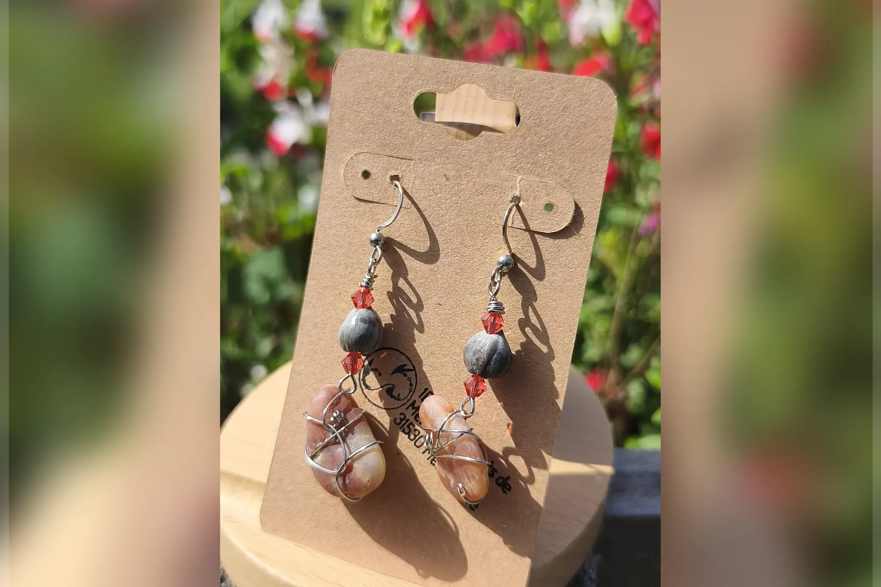 Boucles d'oreilles pierre naturelle de plage