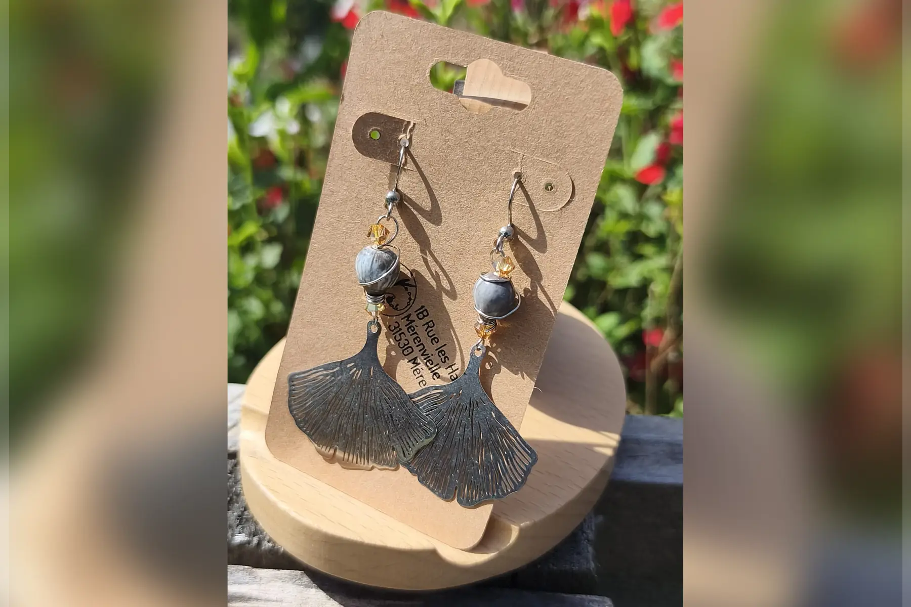 Boucles d'oreilles feuille argentée